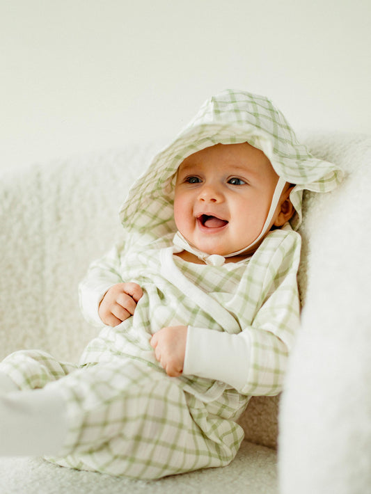 (Preventa - Entrega en 3-4 semanas) Muslin - Sombrero Bebé - Windowpane Sage