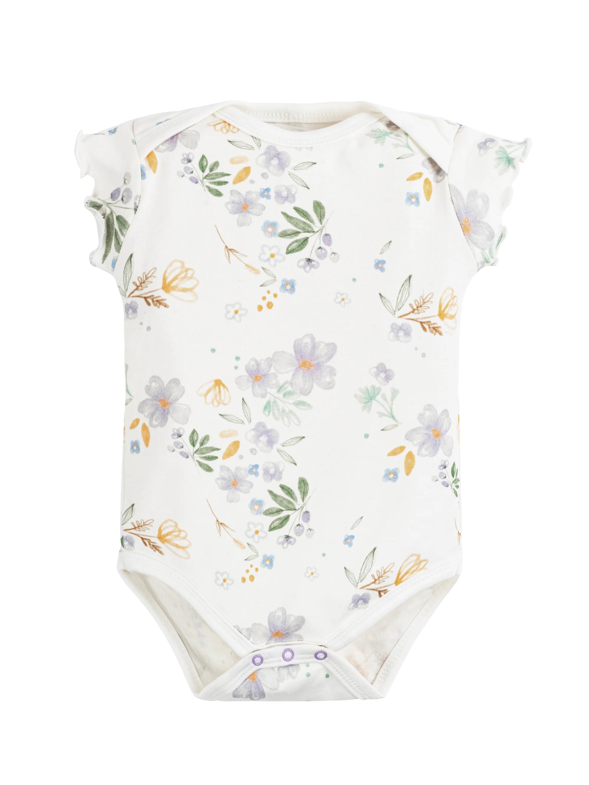 Body de bebé de manga corta con estampado floral moderno, confeccionado en algodón egipcio 100% orgánico – suave, seguro y perfecto para uso diario